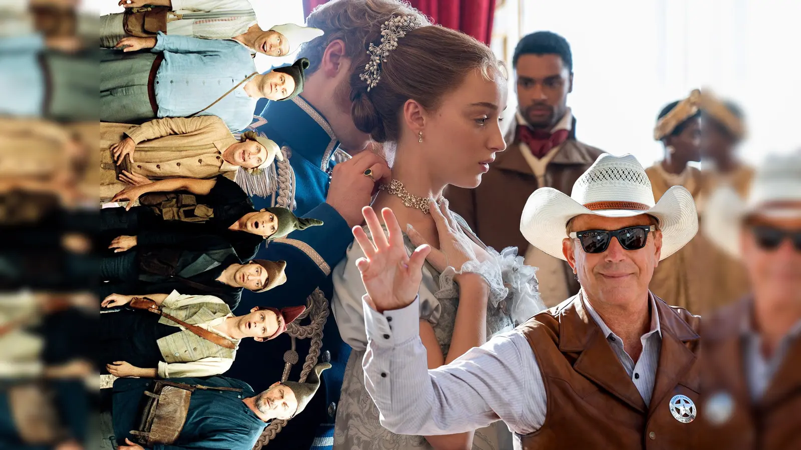 Zwerge, Prinzen, Cowboys - im April fernzusehen ist fantastisch. (Bildmontage: Kira Lorenz/Zuma Press | Jeff Mcintosh/UIP/Netflix | Liam Daniel/picture alliance)