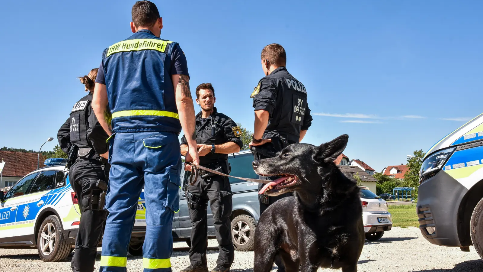 Mit Personen- und Flächensuchhunden war das THW auf der Suche nach dem vermissten Mann aus Poppenricht im Einsatz.  (Bild: Stephan Huber)