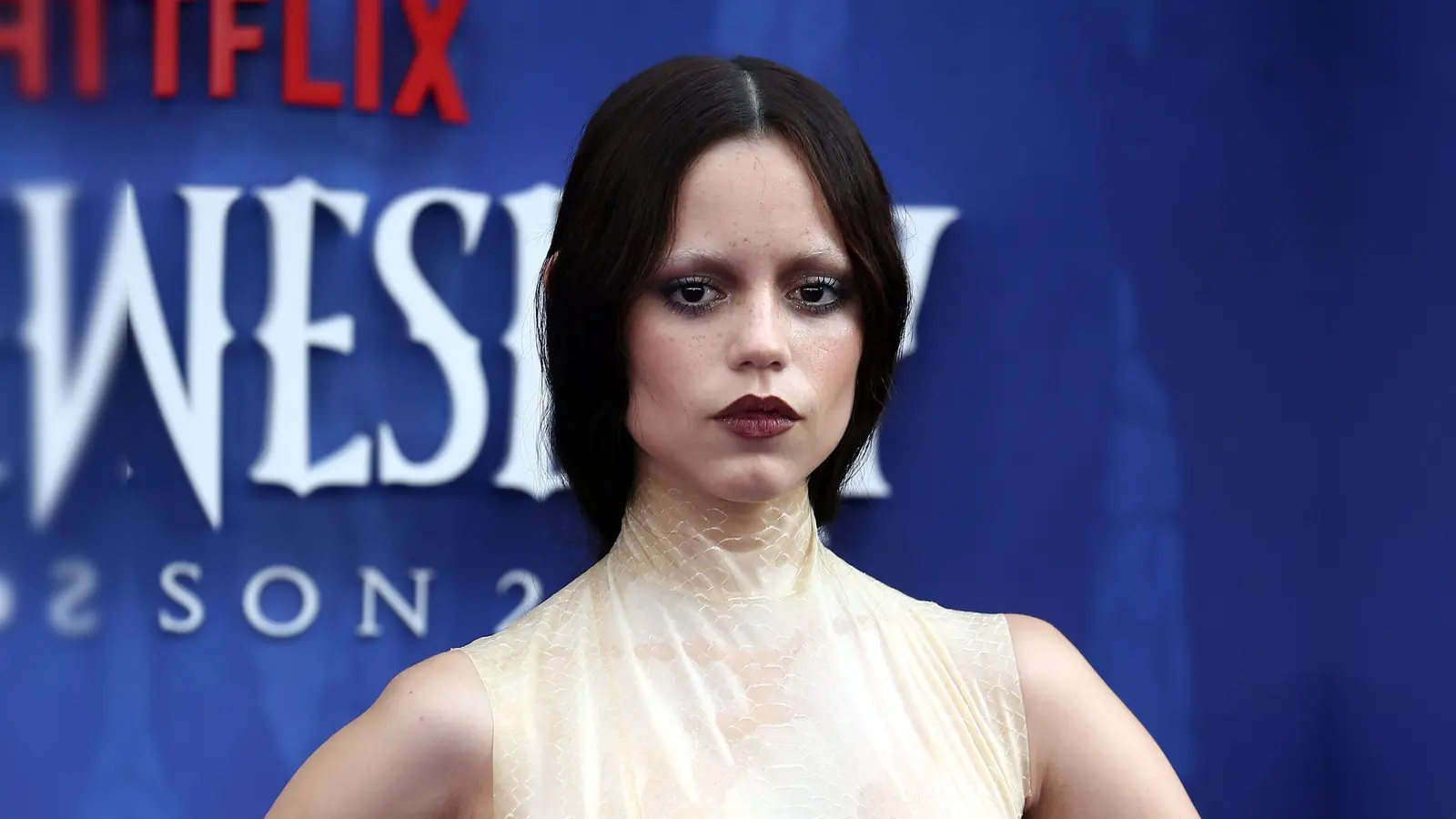 Hauptdarstellerin Jenna Ortega bei der Weltpremiere von der 2. Staffel von „Wednesday” im Juli in London. (Bild: Fred Duval/SOPA Images via ZUMA Press Wire/dpa)