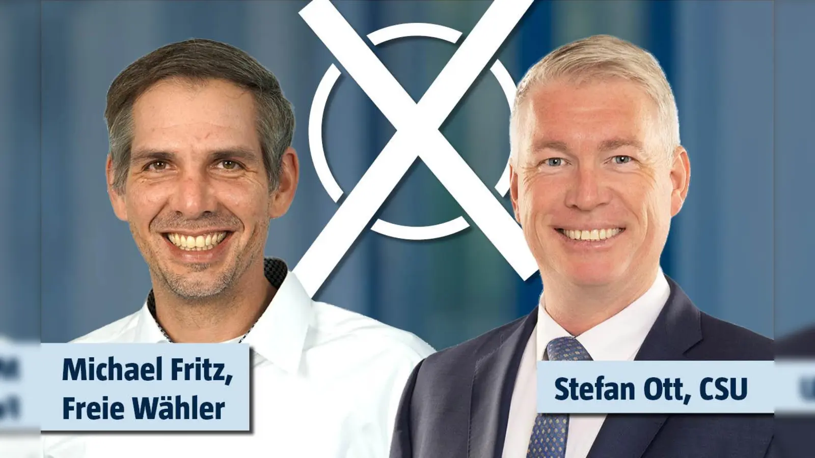 Amberg hat gewählt: Michael Fritz und Stefan Ott müssen in die Stichwahl. (Bildmontage: Christoph Würz, Michael Sommer, Marina Gube)