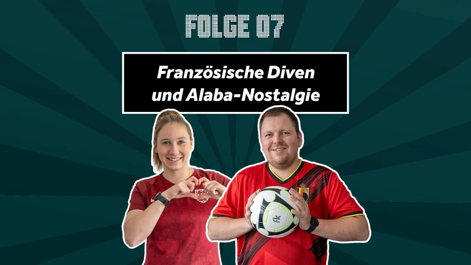 Alexandra Maul und Matthias Schecklmann sprechen im Podcast „Heim-EM - das Update” über blutende Franzosen und warum David Alaba einfach fehlt. (Grafik: Laura Fröhler)