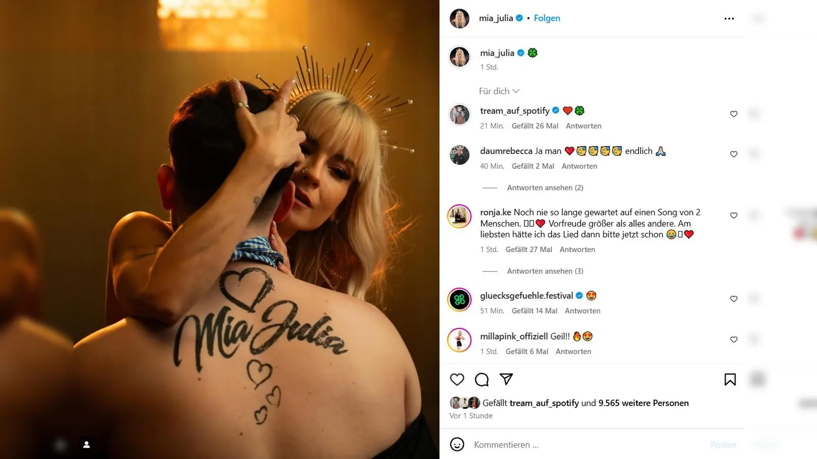 Tream und Mia Julia veröffentlichen einen gemeinsamen Song. (Screenshot: Instagram/@mia_julia)