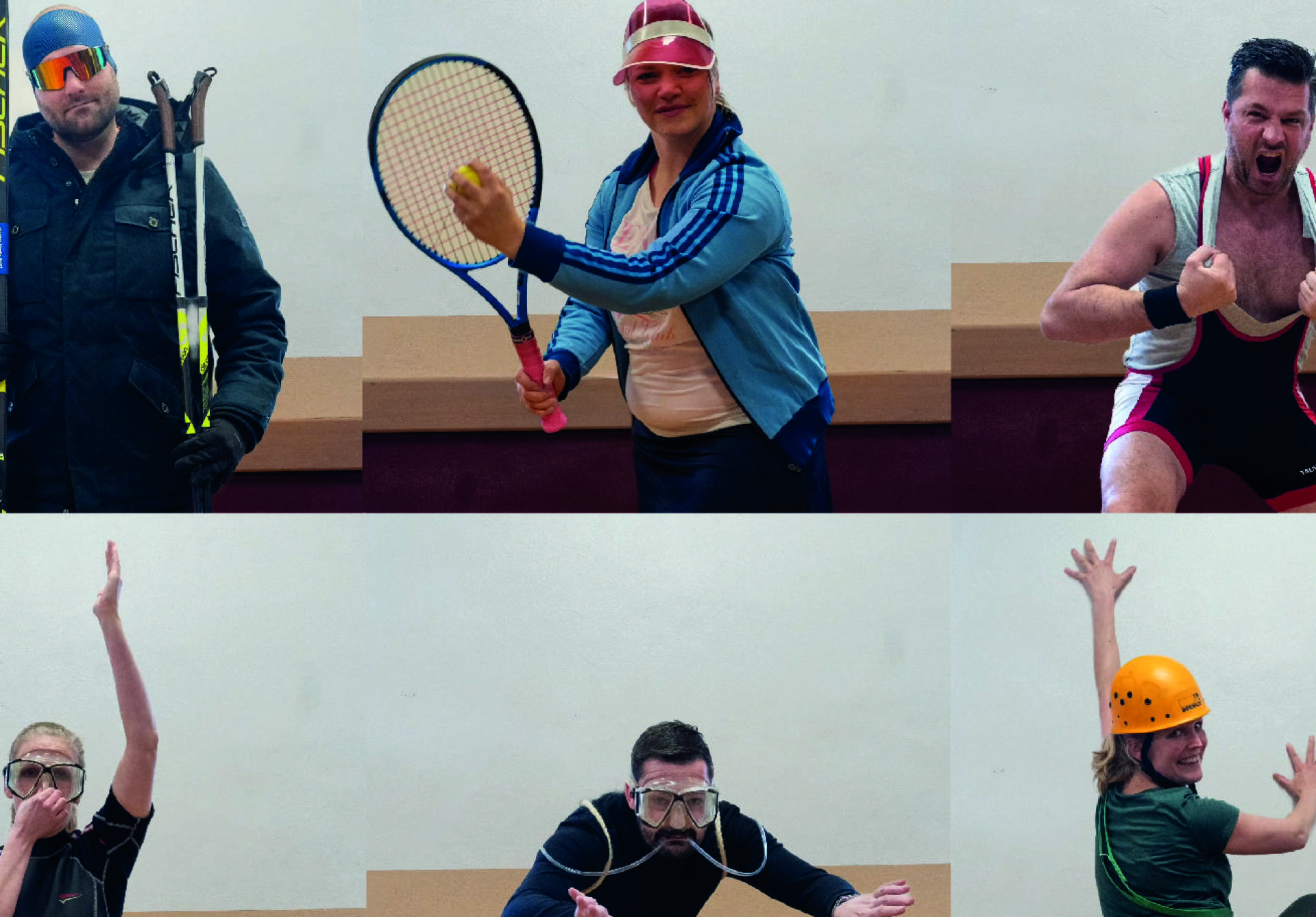 Ob als Skifahrer, Tennisprofi oder Wrestler: Auf dem Sportlerfasching in Amberg ist alles erlaubt, was sportlich aussieht. (Bildmontage: Markus Stang)