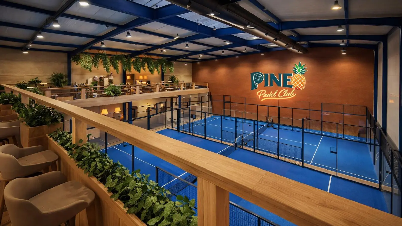 So oder so ähnlich soll die Halle für Padel Tennis in Amberg später einmal aussehen. Mitgründer Alexander Arendt generierte dieses Bild mithilfe von KI.  (Symbolbild: KI generiert von Alexander Arendt)