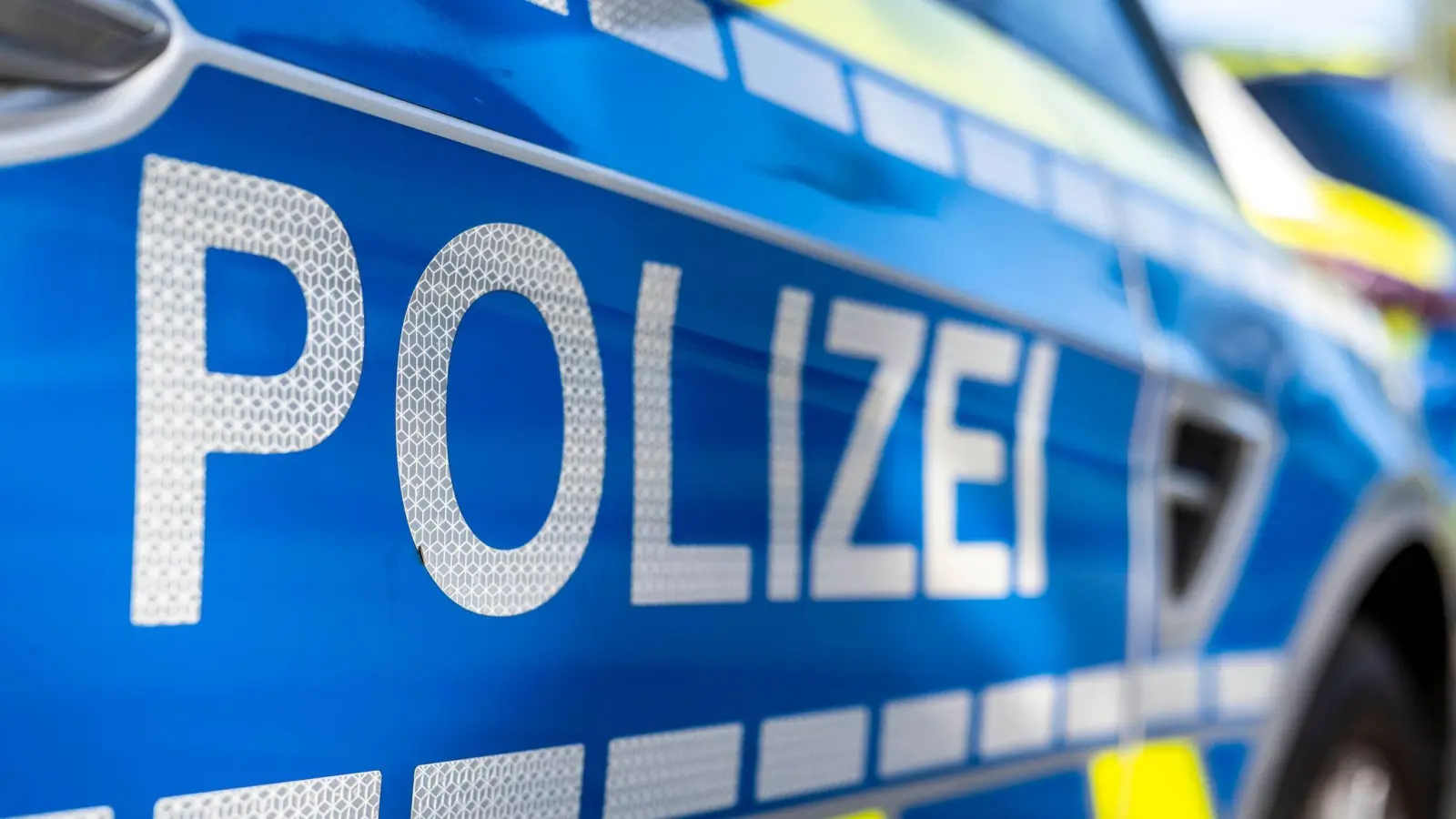 An der Tür von einem Streifenwagen steht der Schriftzug „Polizei“. Die Amberger Polizei musste wegen Diebstahls ermitteln. Die Diebin war 13 Jahre alt.  (Symbolbild: David Inderlied/dpa)