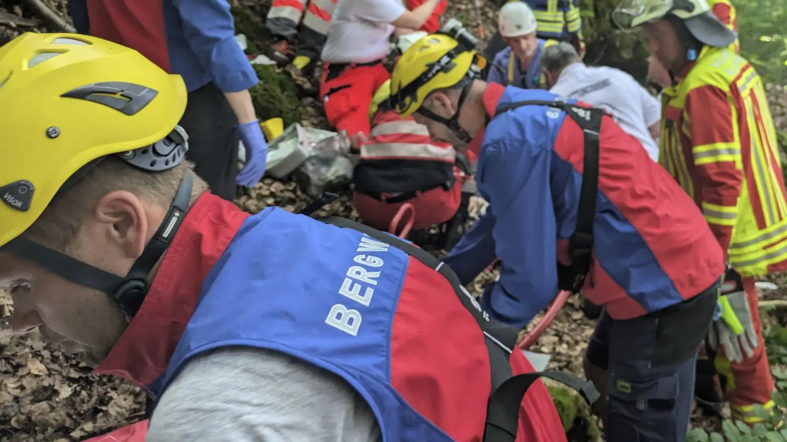 Die Bergwacht Amberg und weitere Helfer retteten einem 63-jährigen Mann das Leben.  (Bild: Bergwacht Amberg/exb)