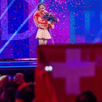 Nemo jubelt nach dem Gewinn im Finale des Eurovision Song Contest. Im nächsten Jahr findet das Finale in der Schweiz statt. (Bild: Jens Büttner/dpa)