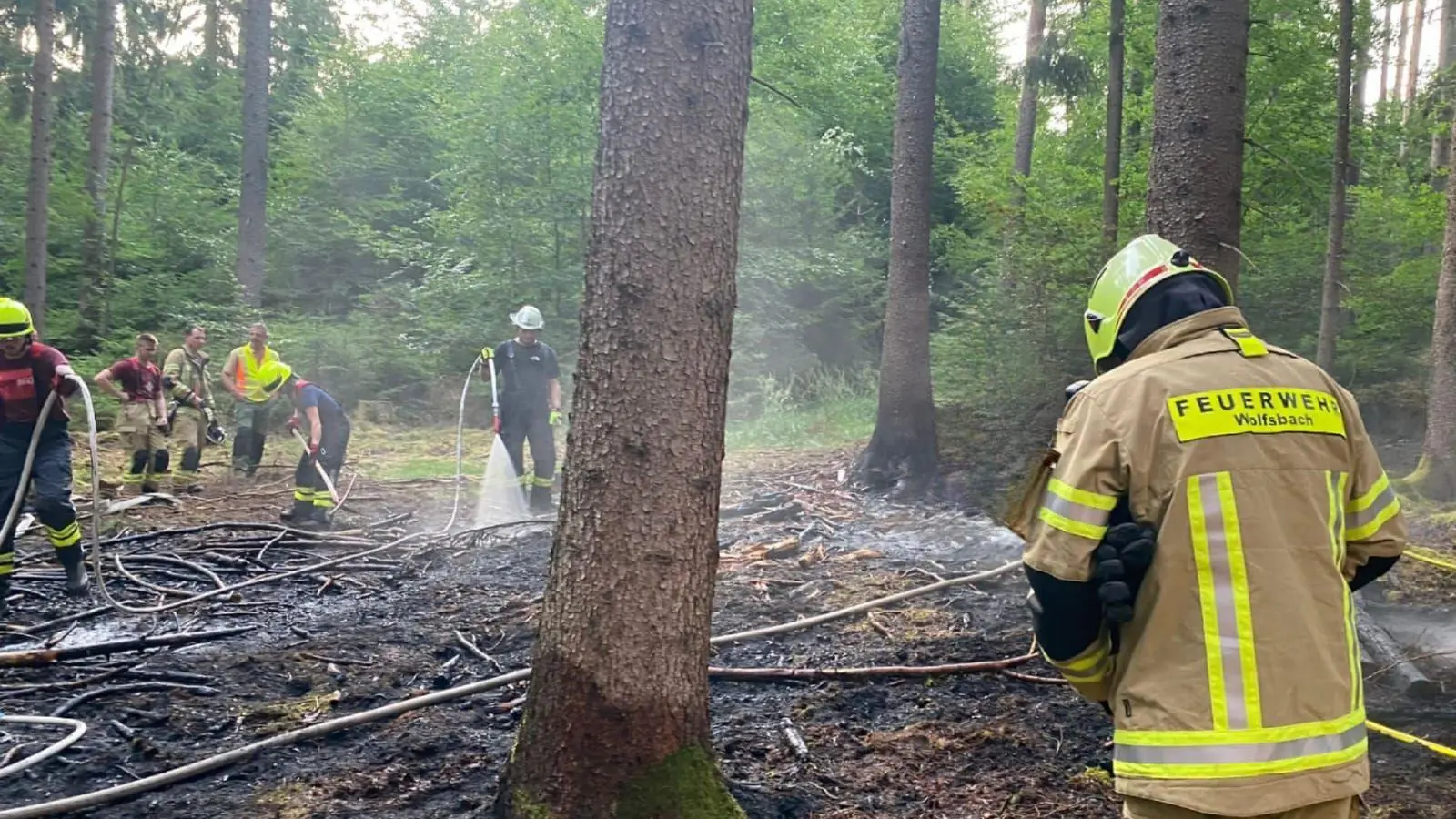 Dank eines Luftbeobachters wurde der Waldbrand bei Wolfsbach schnell entdeckt und gelöscht. (Bild: Feuerwehr Wolfsbach)